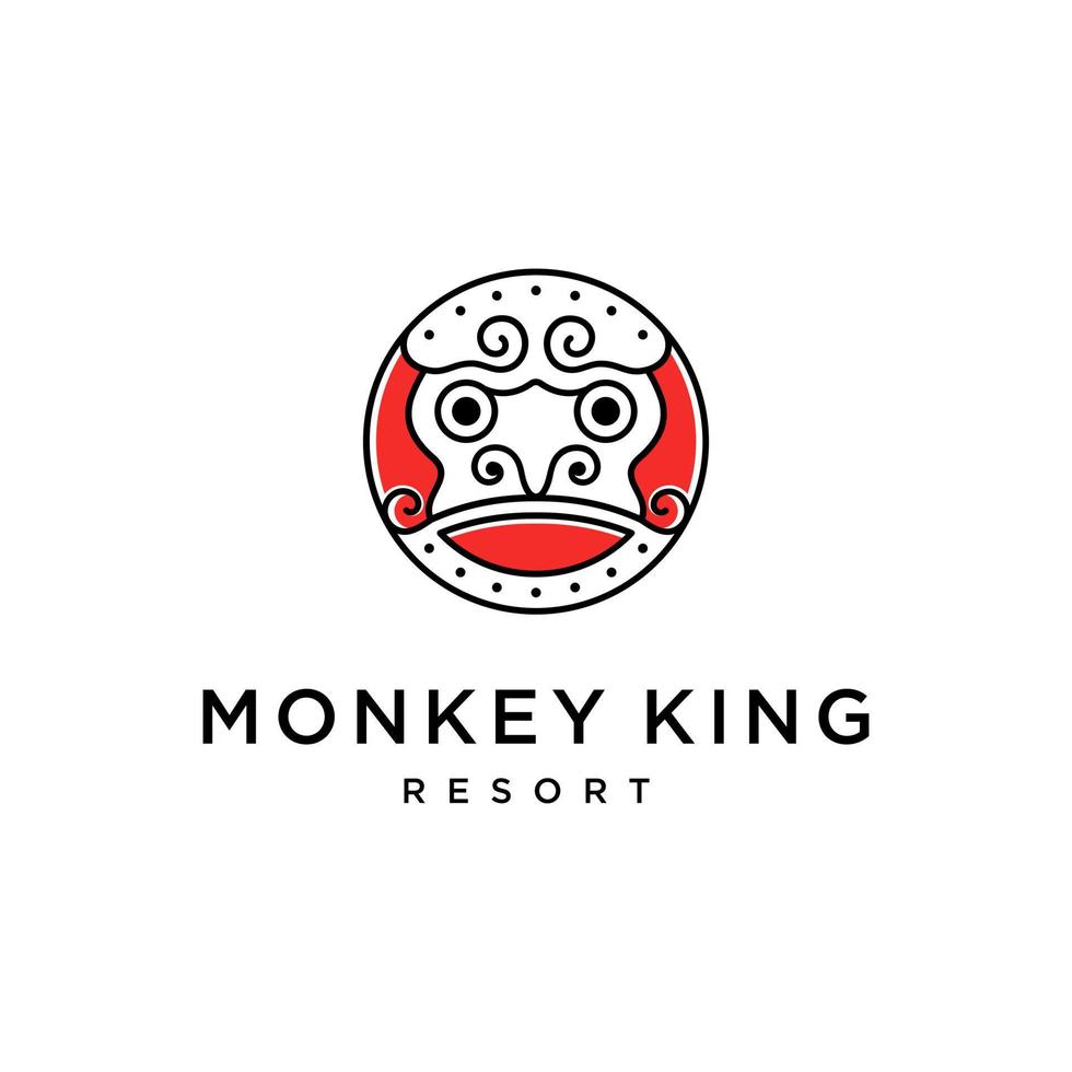 logotipo de rey mono con plantilla de diseño de estilo de línea mono vector