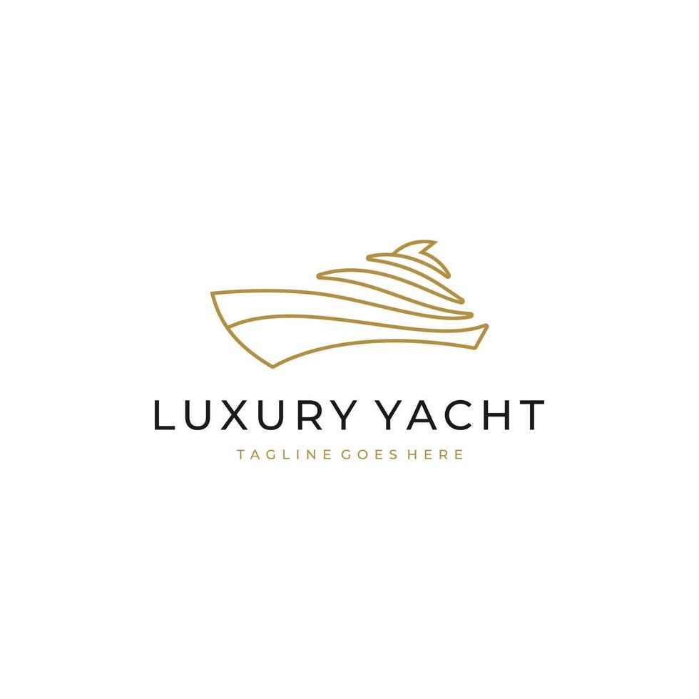 Minimalist yacht boat ship logo design with line art style vector