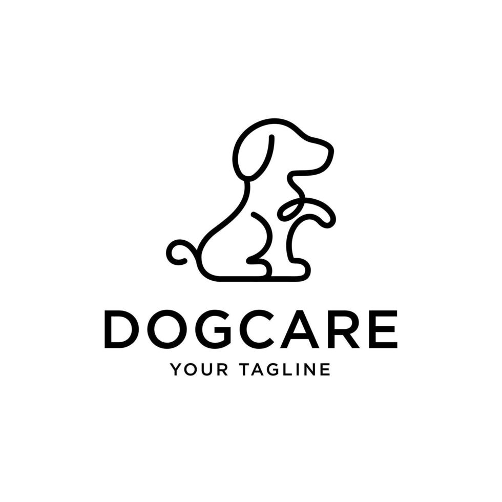 diseño de logotipo de perro con ilustración de vector de plantilla de lineart monoline