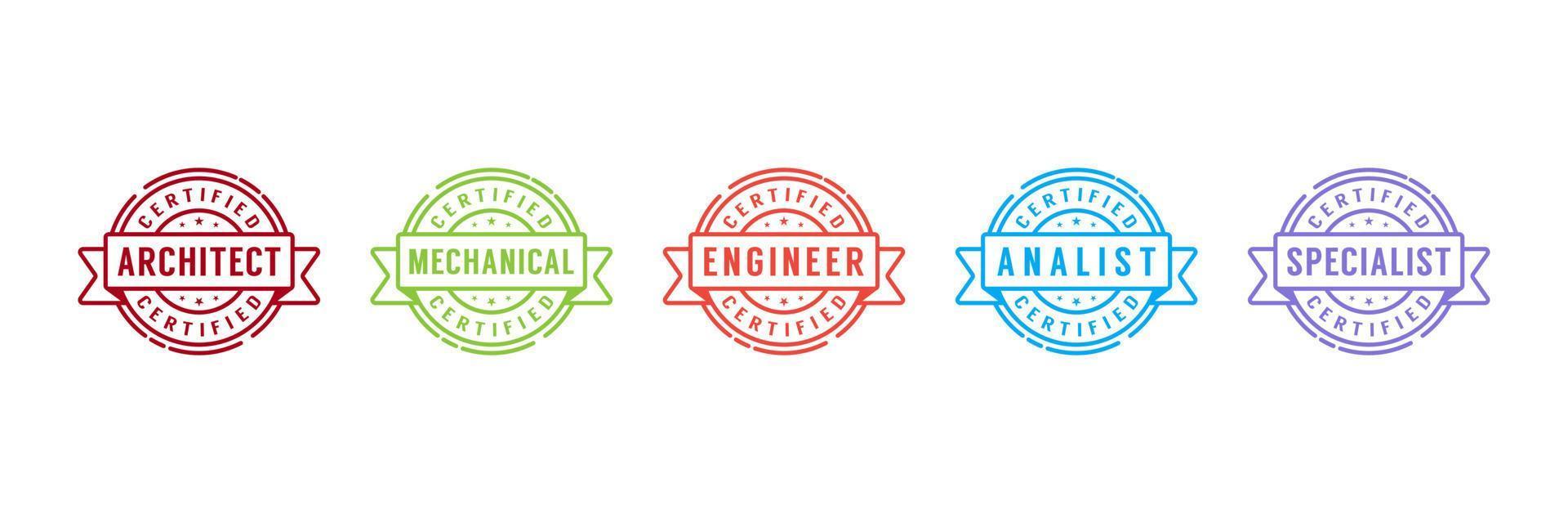 Set of Certified badge logo design for company training badge certificates to determine based on criteria vector