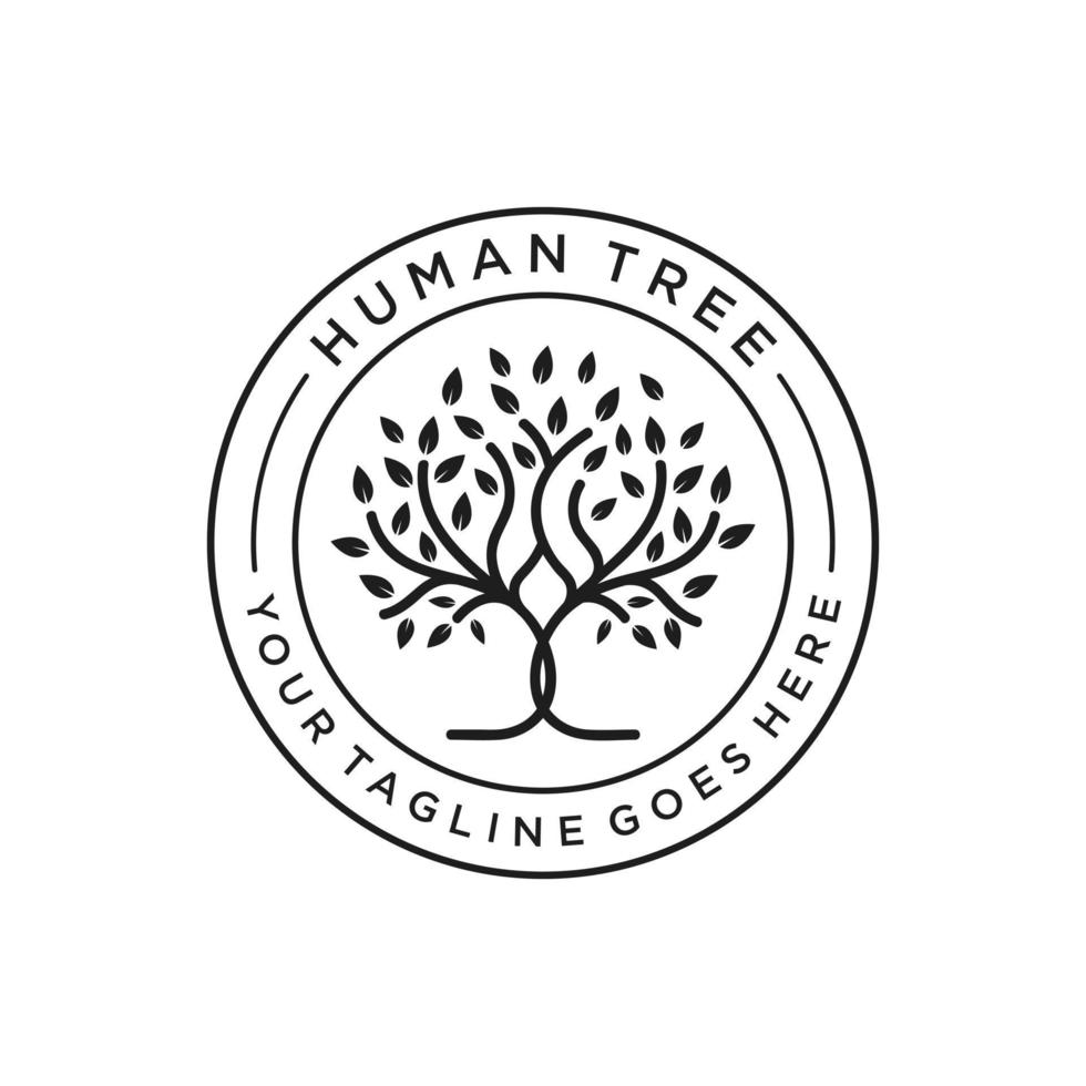 Tree Oak Banyan Maple Emblem logo design vector