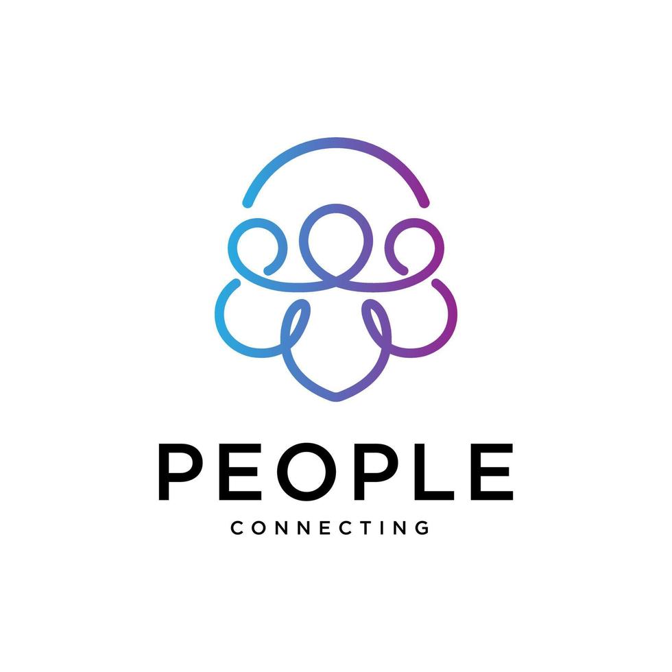 People Connect logo design template. Vector human resources label with line art style