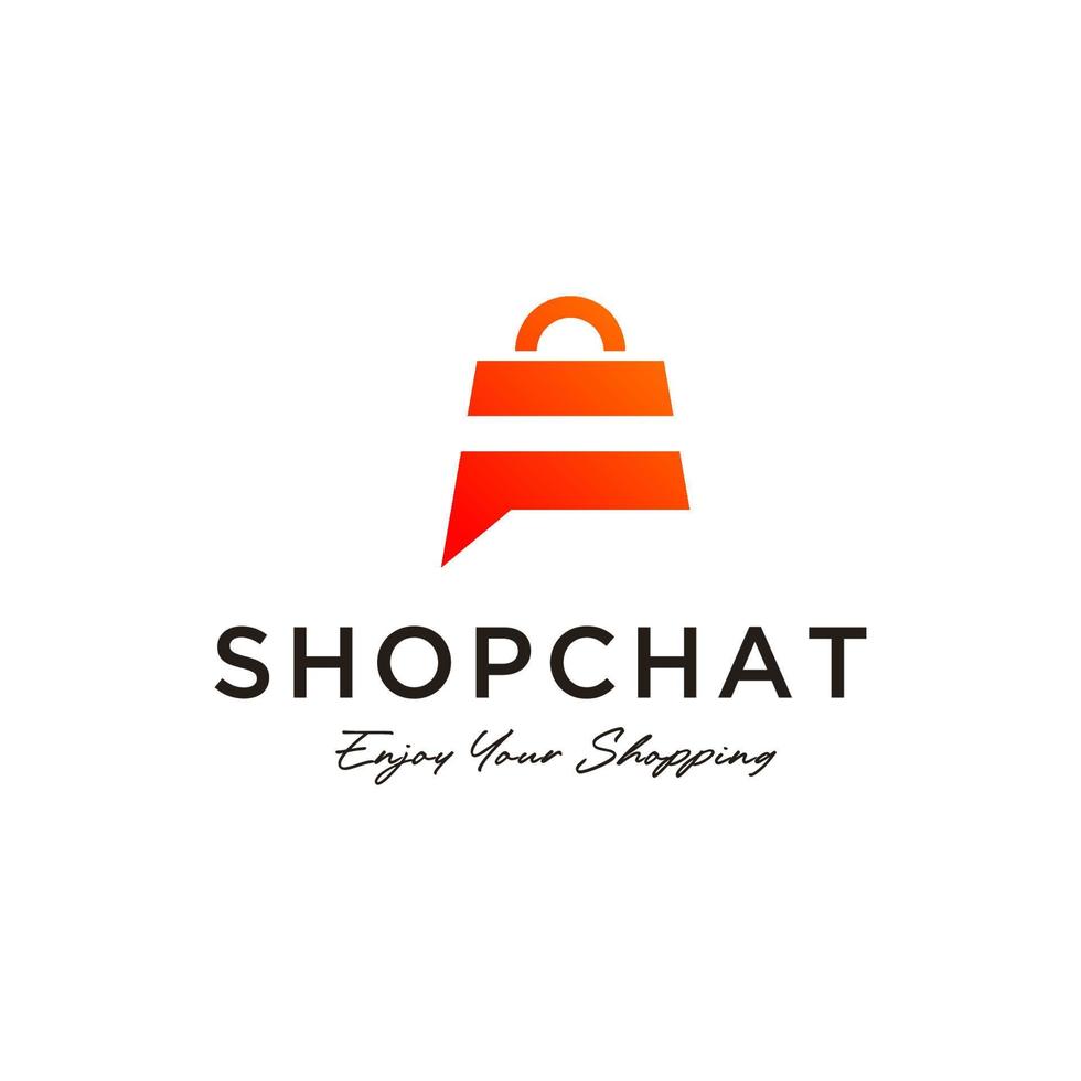 chat Shop Logo Design Template. Shopping Logo vector icon illustration design. Shopping bag icon for online shop business logo