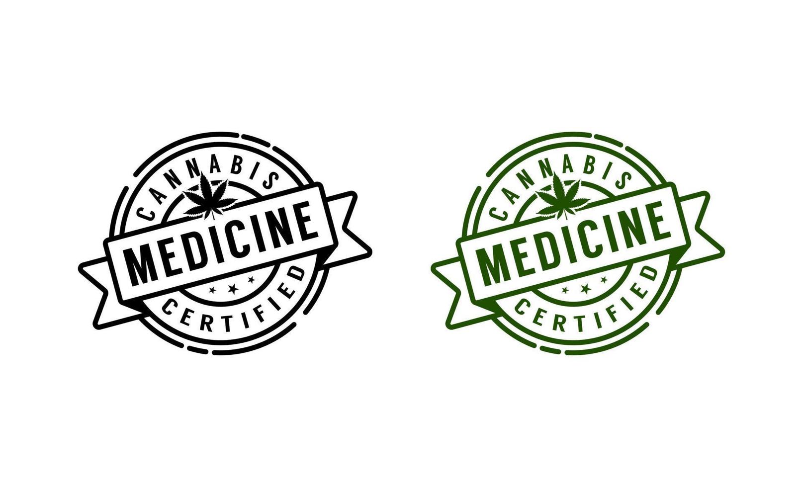 Certified cannabis label stamp logo design template vector