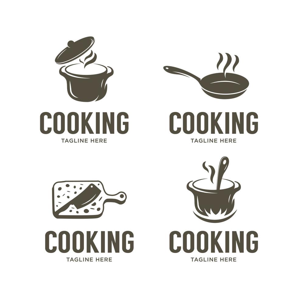 conjunto de plantilla de diseño de logotipo de cocina vintage vector