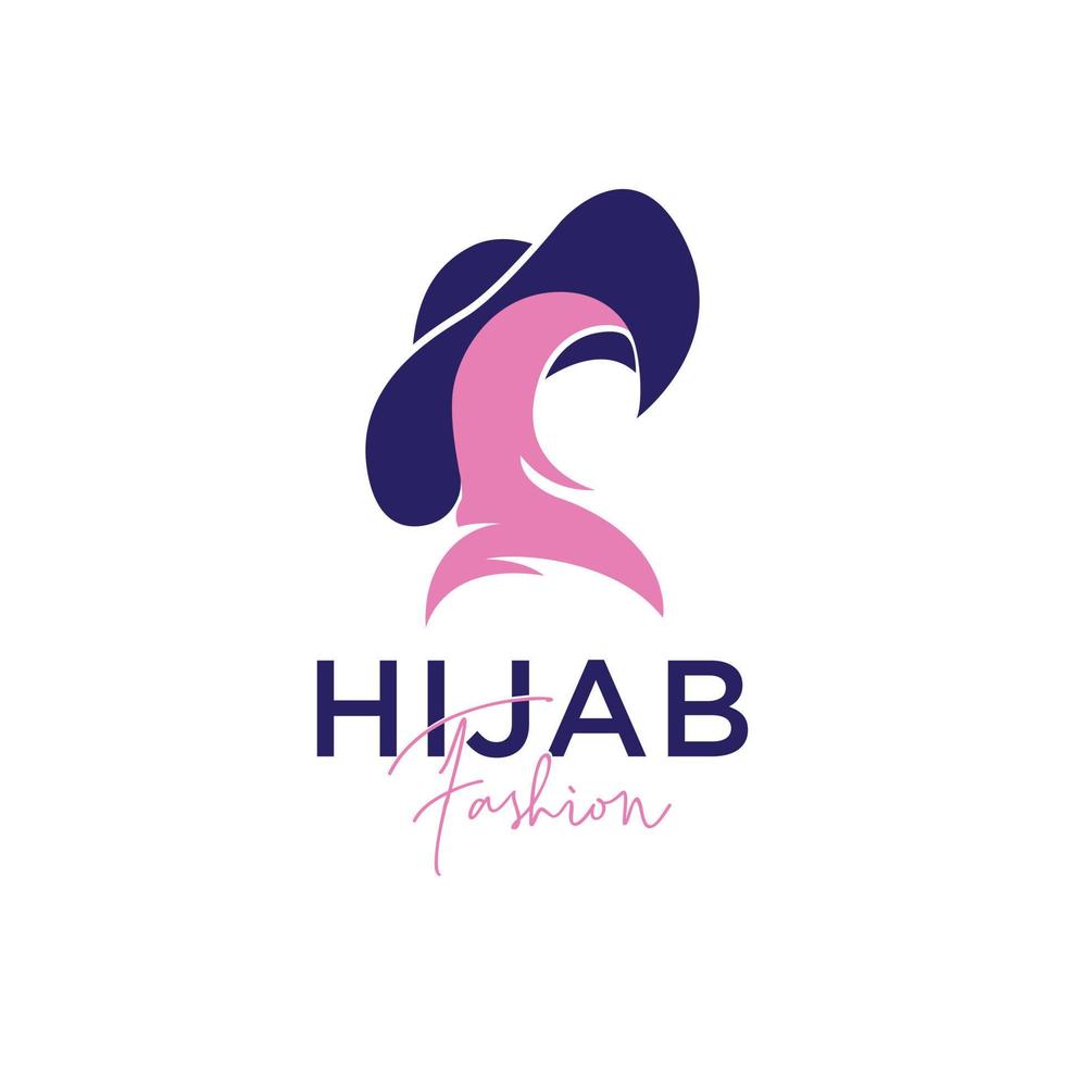 hijab fashion muslim girl women  vector logo design template