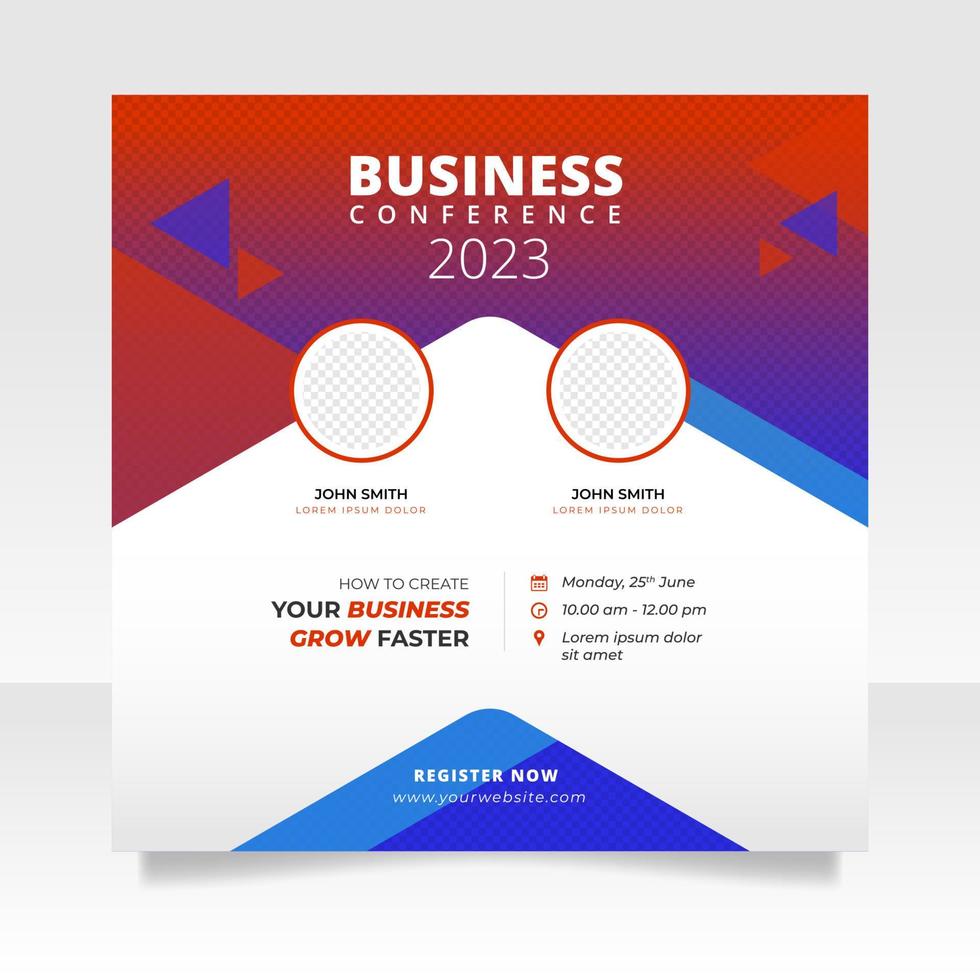 Digital marketing live webinar and business conference social media post template vector