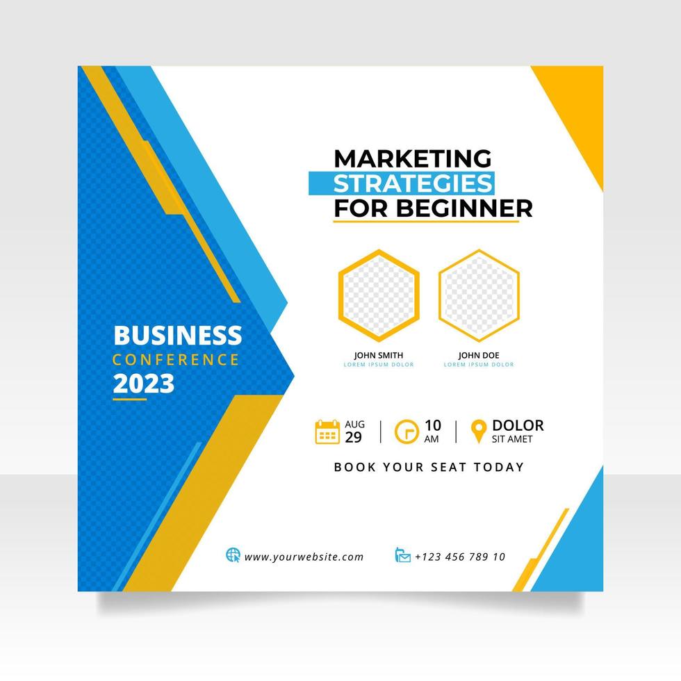 Digital marketing live webinar and business conference social media post template vector