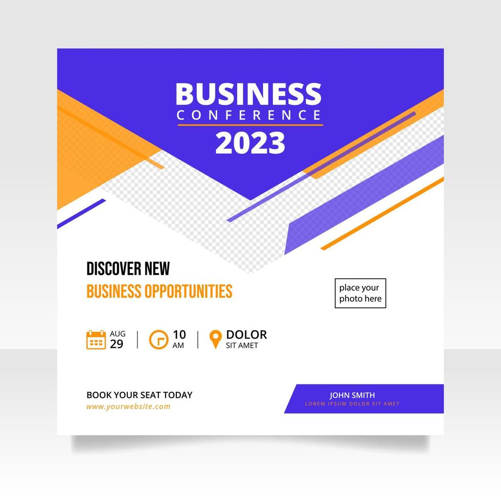 Digital marketing live webinar and business conference social media post template vector