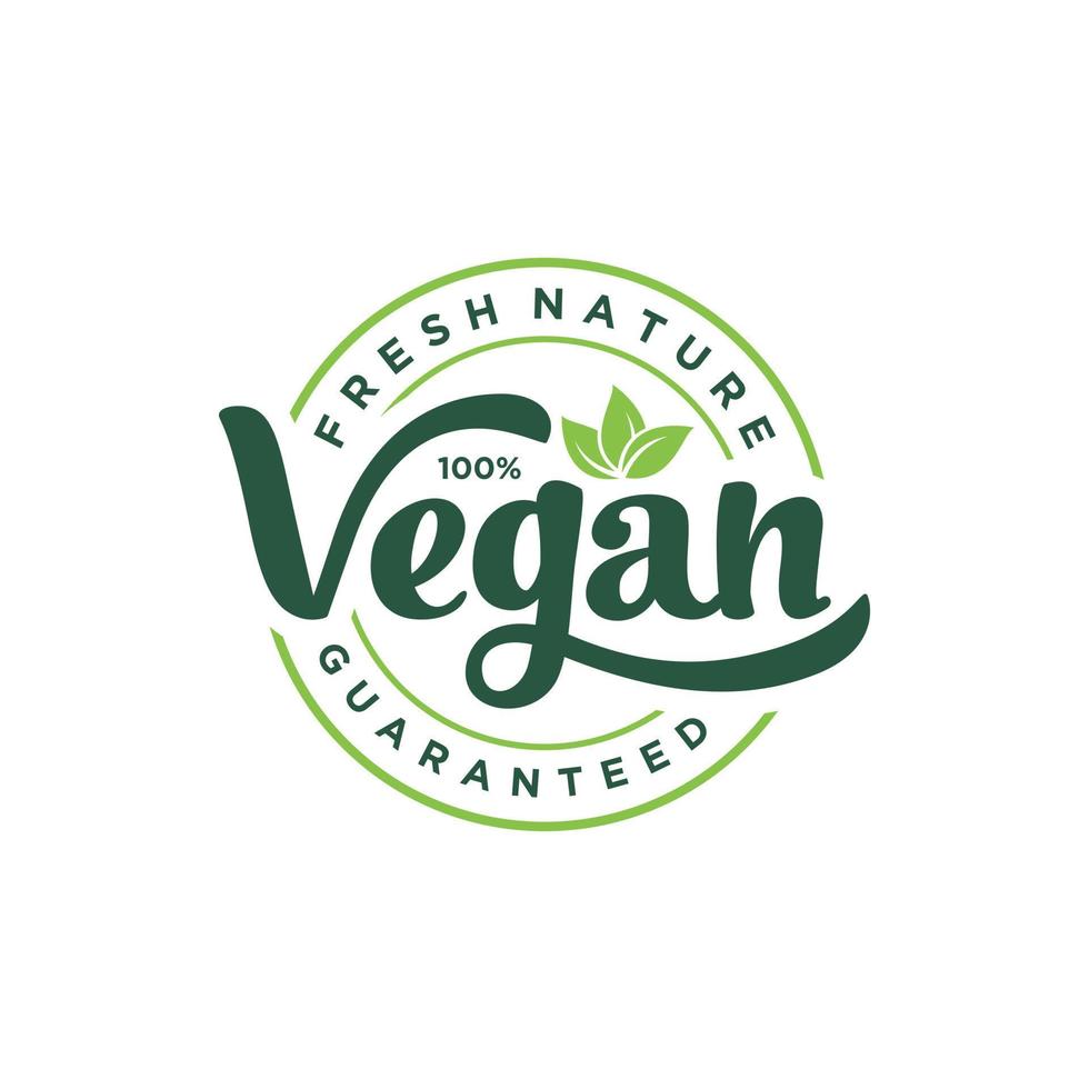 Hand drawn lettering Vegan. Organic design template. Vector round eco, bio green logo or sign. Raw, healthy food badge, tag for cafe, restaurants, packaging.