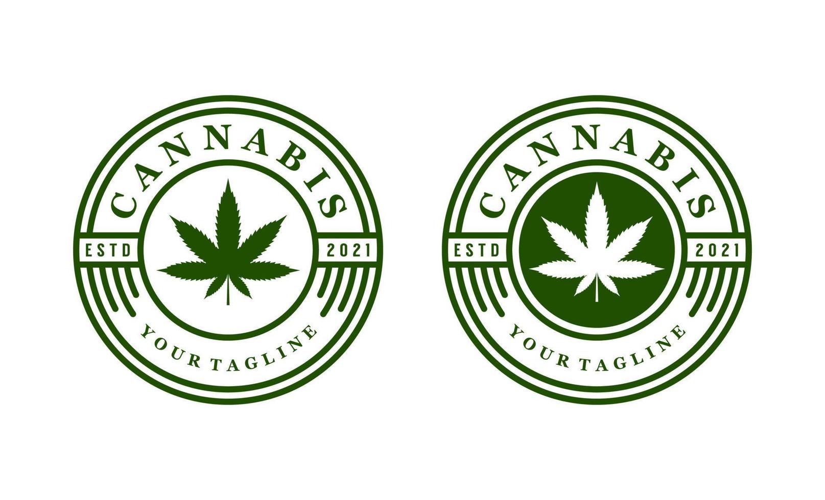 plantilla de diseño de logotipo de etiqueta de insignia de marihuana de cannabis vintage vector