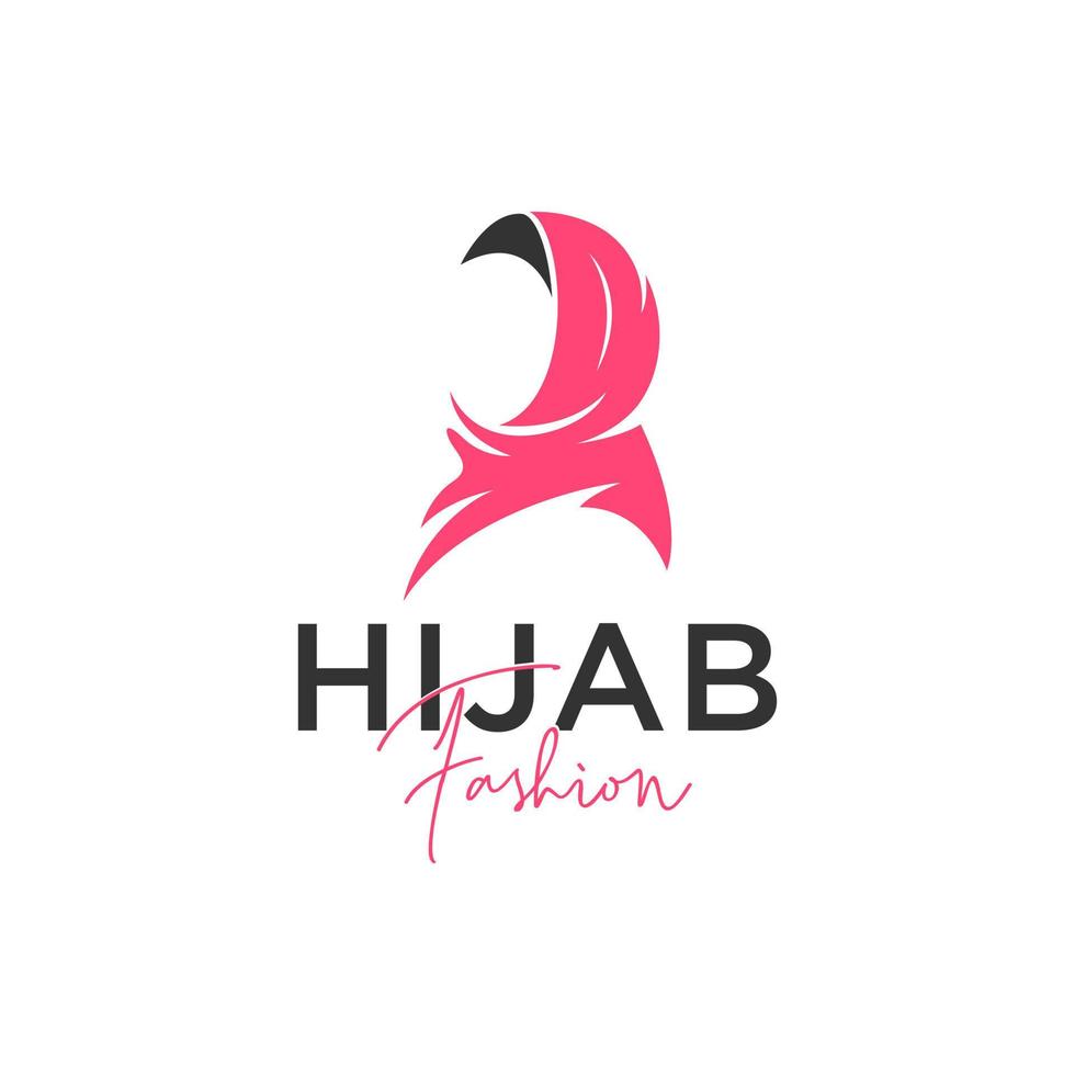 hijab muslim girl women head vector logo design template