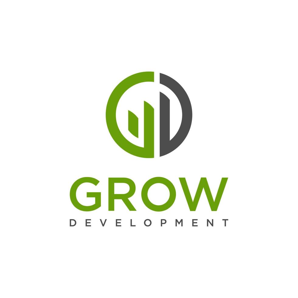 Initial Letter G and D Growth Linked Logo. with green color isolated on white Background. Usable for Business and Branding Logos. Flat Vector Logo Design Template Element