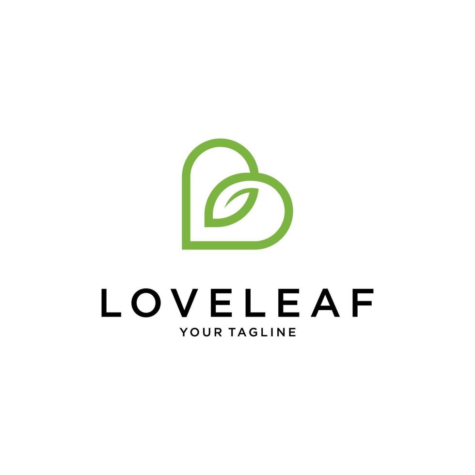Abstract Initial Letter B, leaf, hearth Logo. green color isolated on White Background. Usable for Business and Branding Logos. Flat Vector Logo Design Template Element