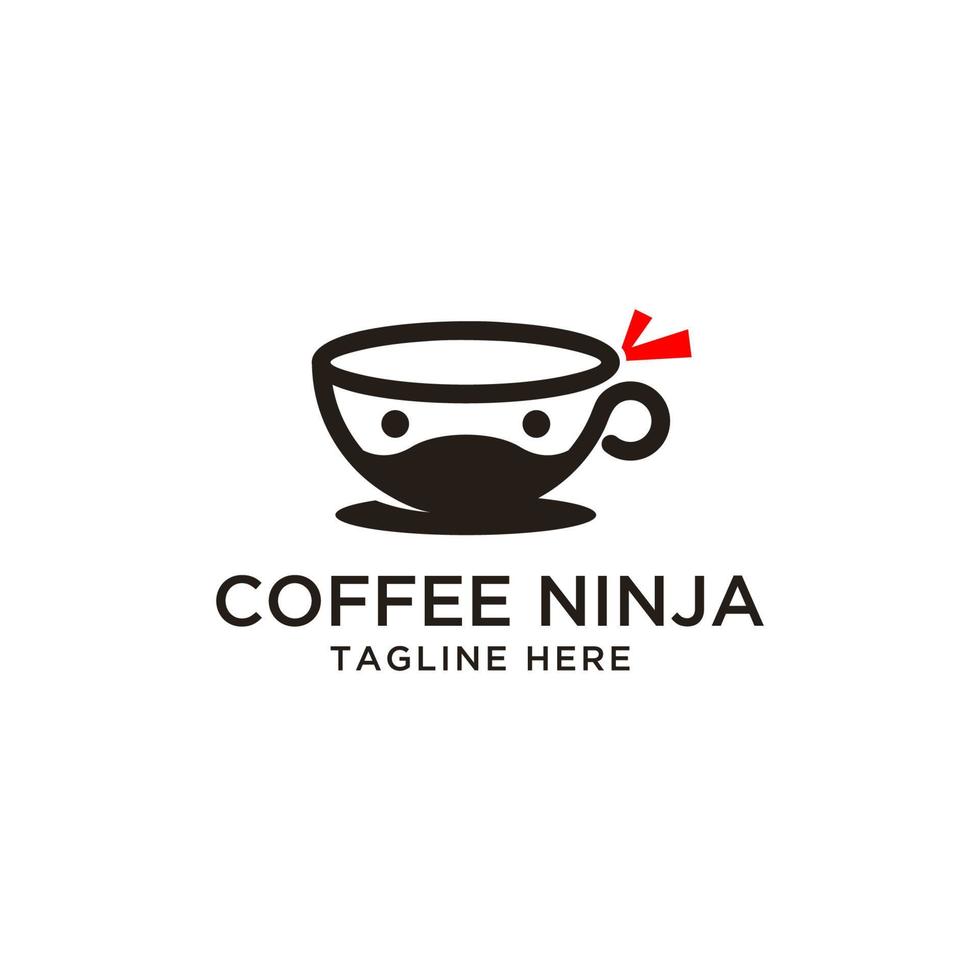 taza de inspiración para el diseño del logotipo de ninja de café vector