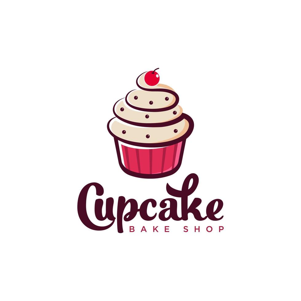 Minimalist cupcake bakery logo design template vector