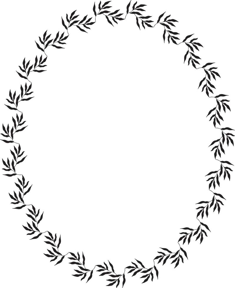 Oval botanical frame. Vector Illustration