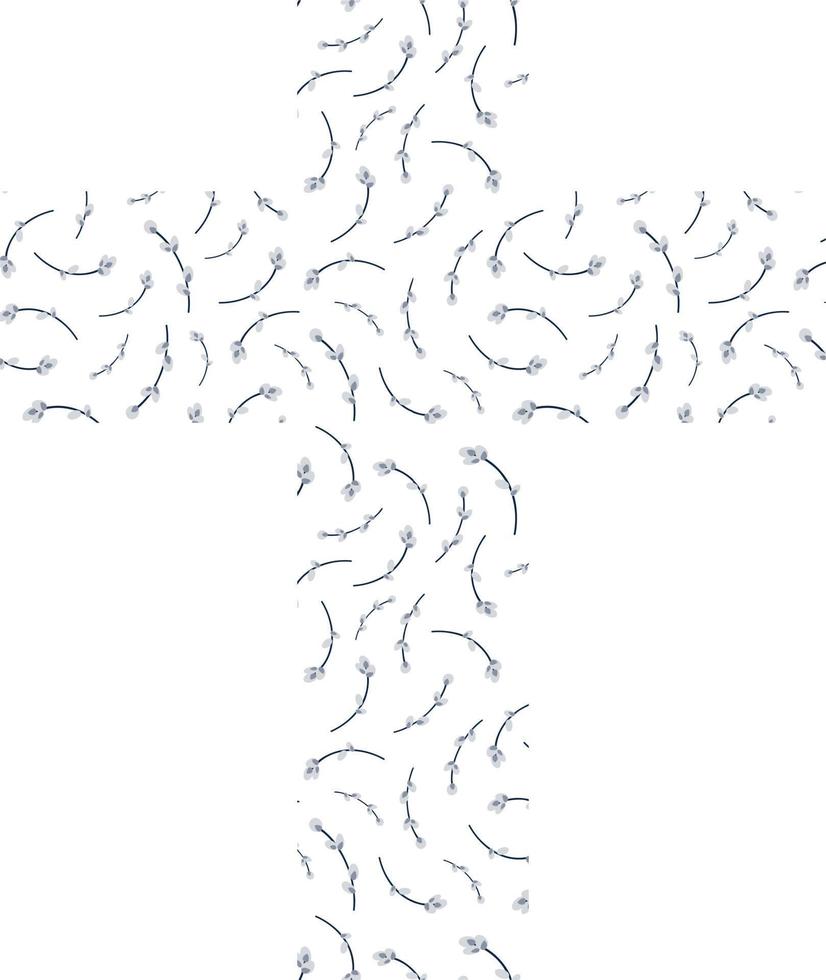 cross with willow twigs in minimalistic style vector