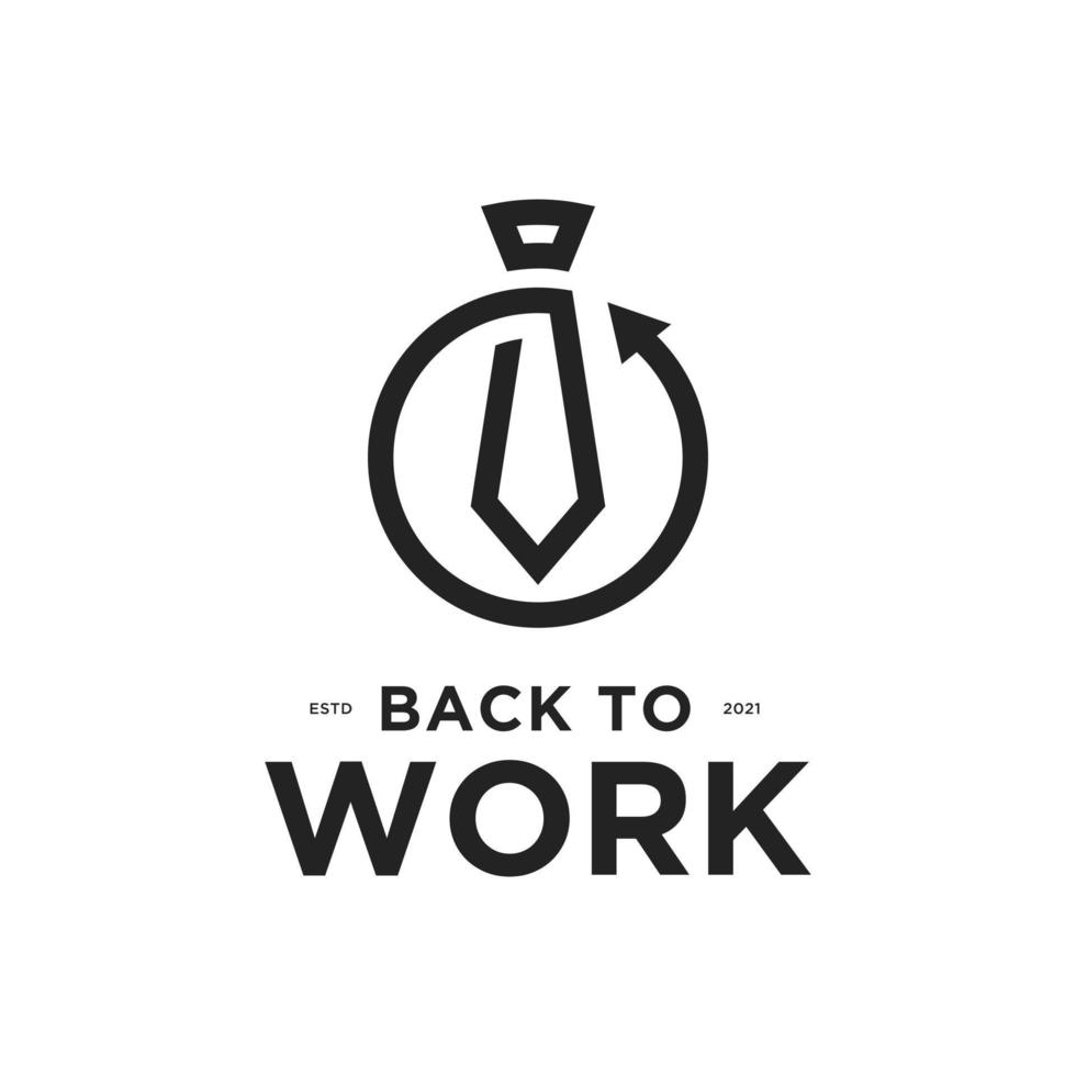 Back To Work logo with Tie and back icon design template vector