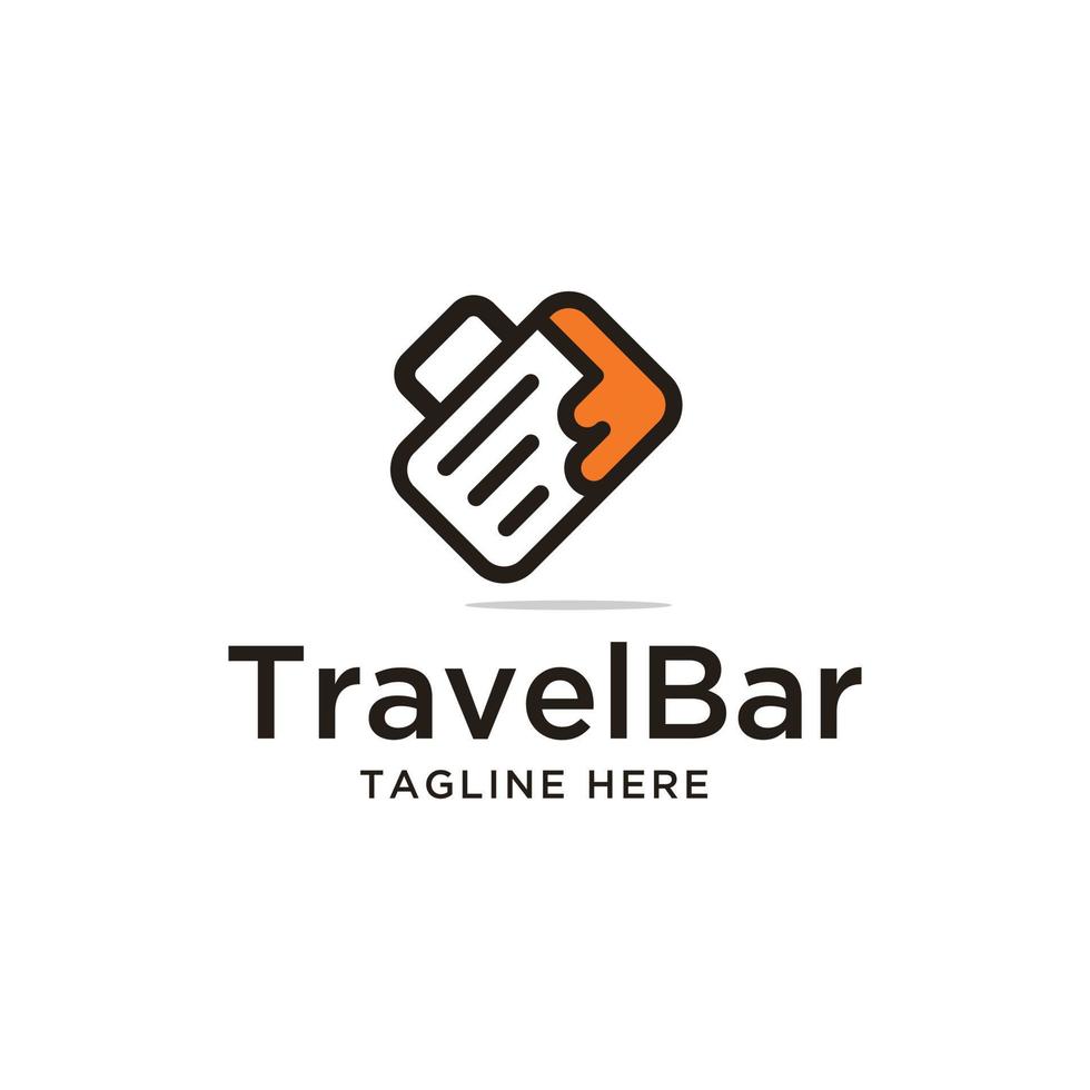 Abstract travel bag and beer Logo. Black and yellow color isolated on White Background. Usable for Traveling and Branding Logos. Flat Vector Logo Design Template Element