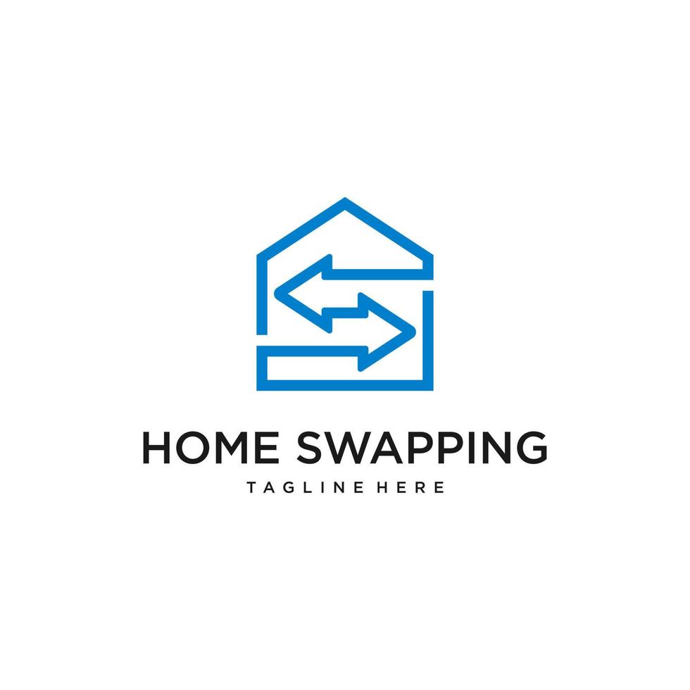 Home swapping, house exchange service logo design vector