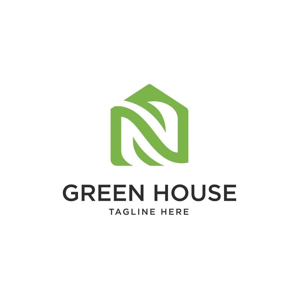 Nature house logo with green color can be used as symbols, brand identity, company logo vector