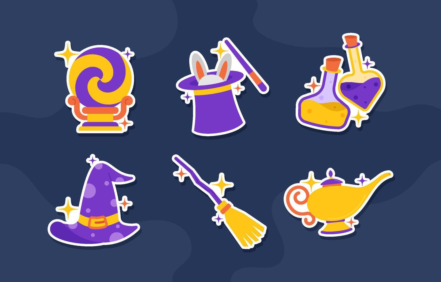 Magical Fantasy Sticker Label Set vector