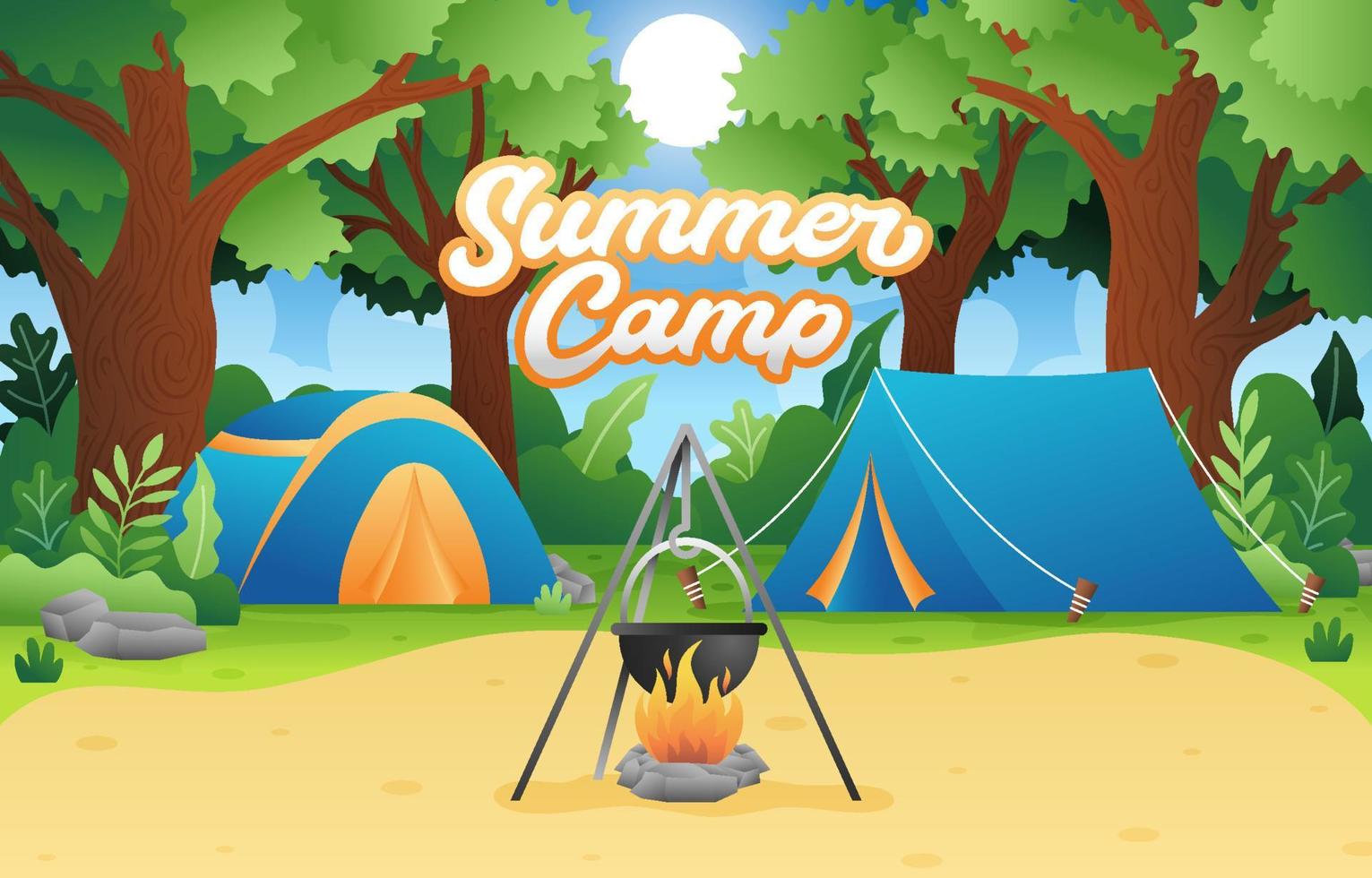 plantilla de póster de actividad de campamento de verano vector