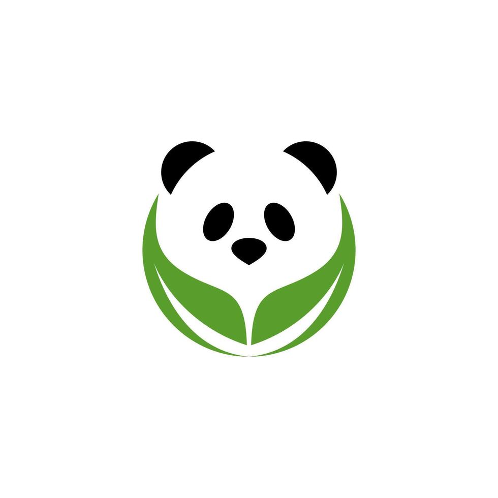 nature panda. an illustration of a logo that combines a panda with a variety of leaves, the leaves symbolize nature vector