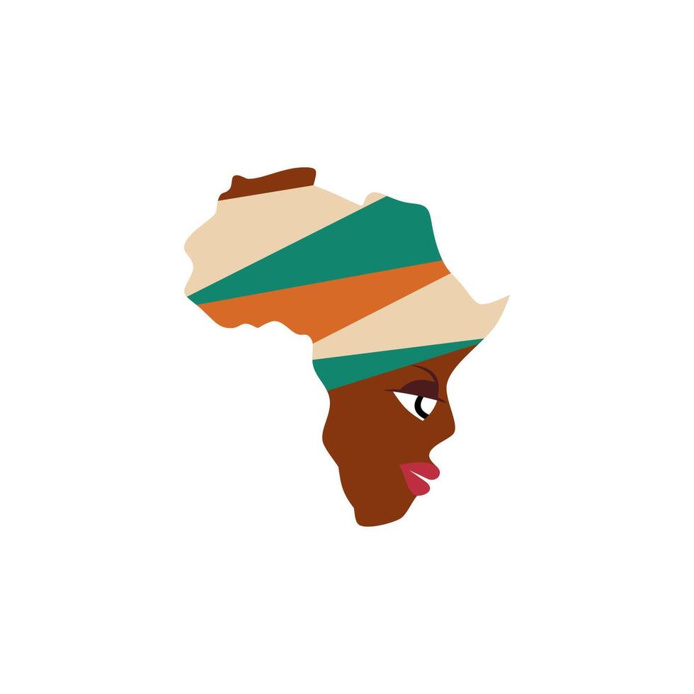 mujer africana una ilustración de una mujer africana con un continente africano también vector