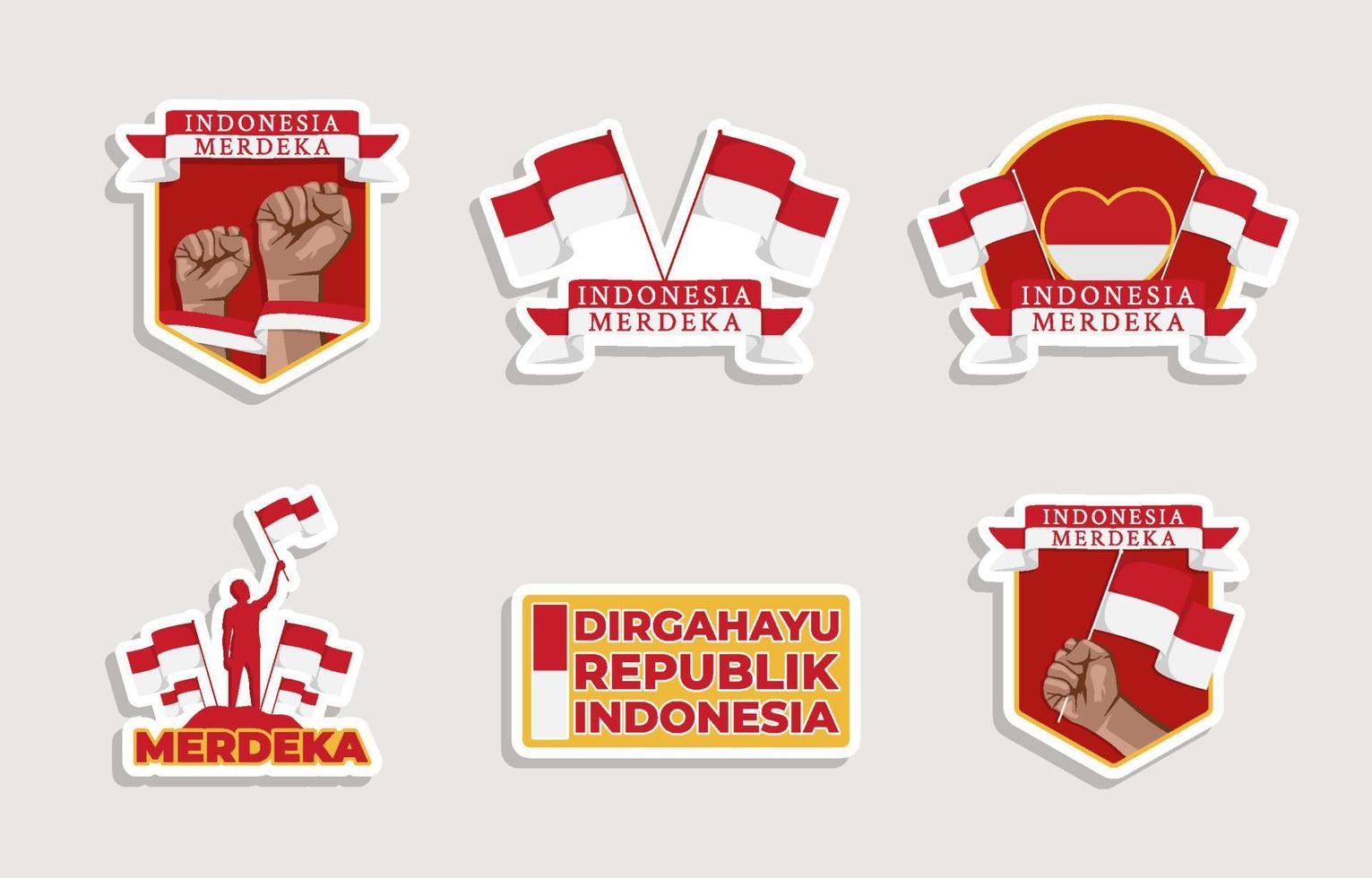 etiqueta engomada de la festividad del día de la independencia de indonesia vector