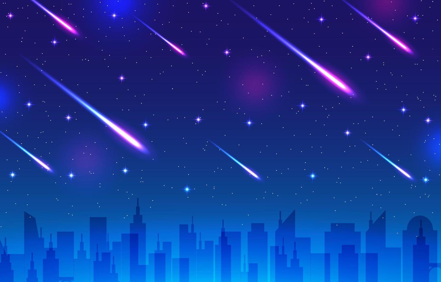 lluvia de meteoritos en la ciudad vector