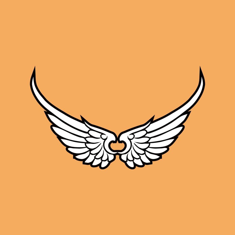 wing shape in black and white illustration design vector