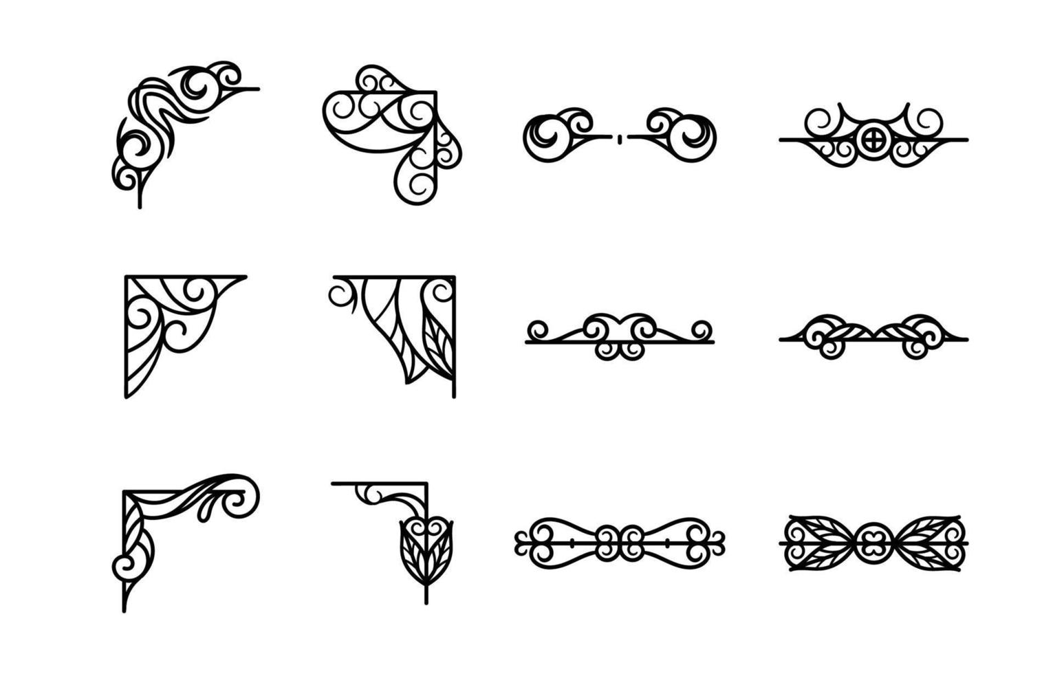 Set of Frame Border Decorative Elements 7559978 Vector Art at Vecteezy
