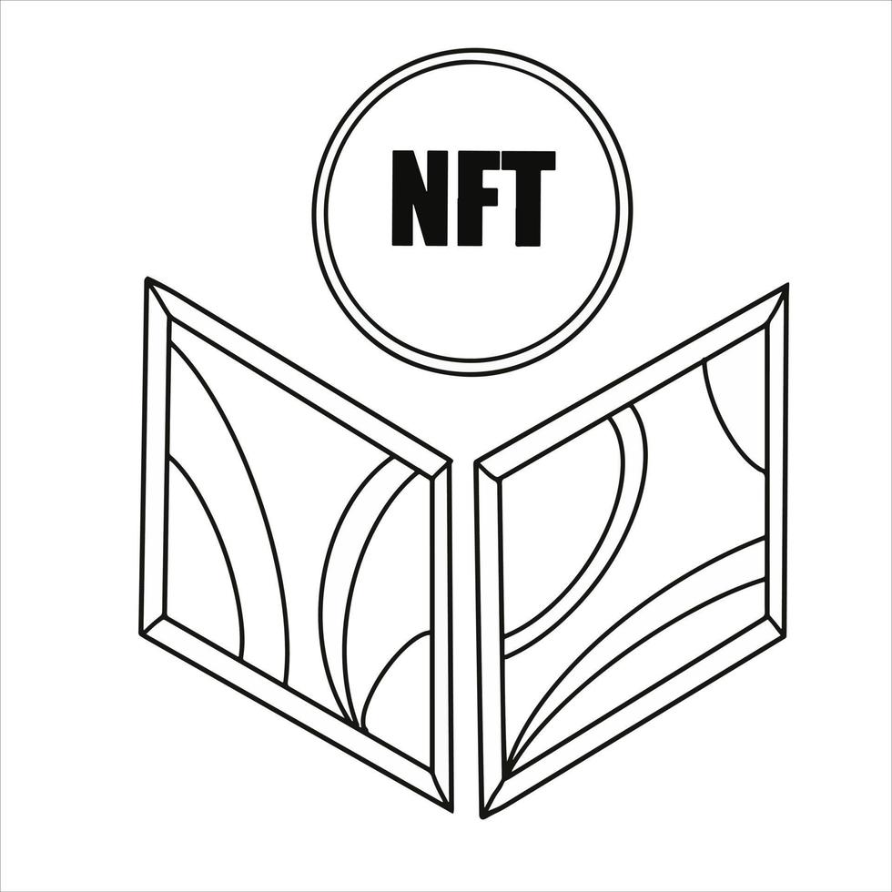NFT non fungible token. Black and white. Blockchain.jpg vector