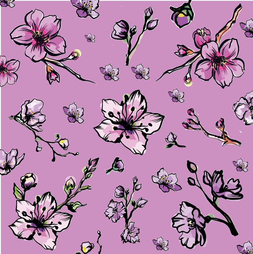 Luxury elegant floral vector seamless pattern. Spring blossom motif with sakura flowers for card, poster, wedding projects, fabric and background, wrapping paper