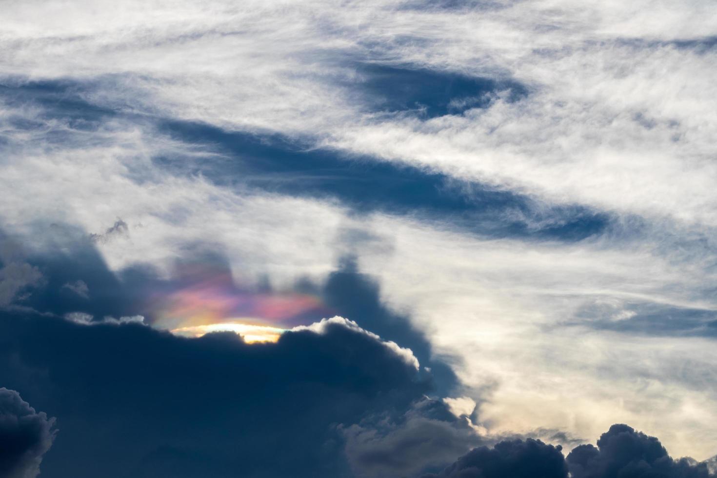 Cloudy with rainbow light hiding. photo