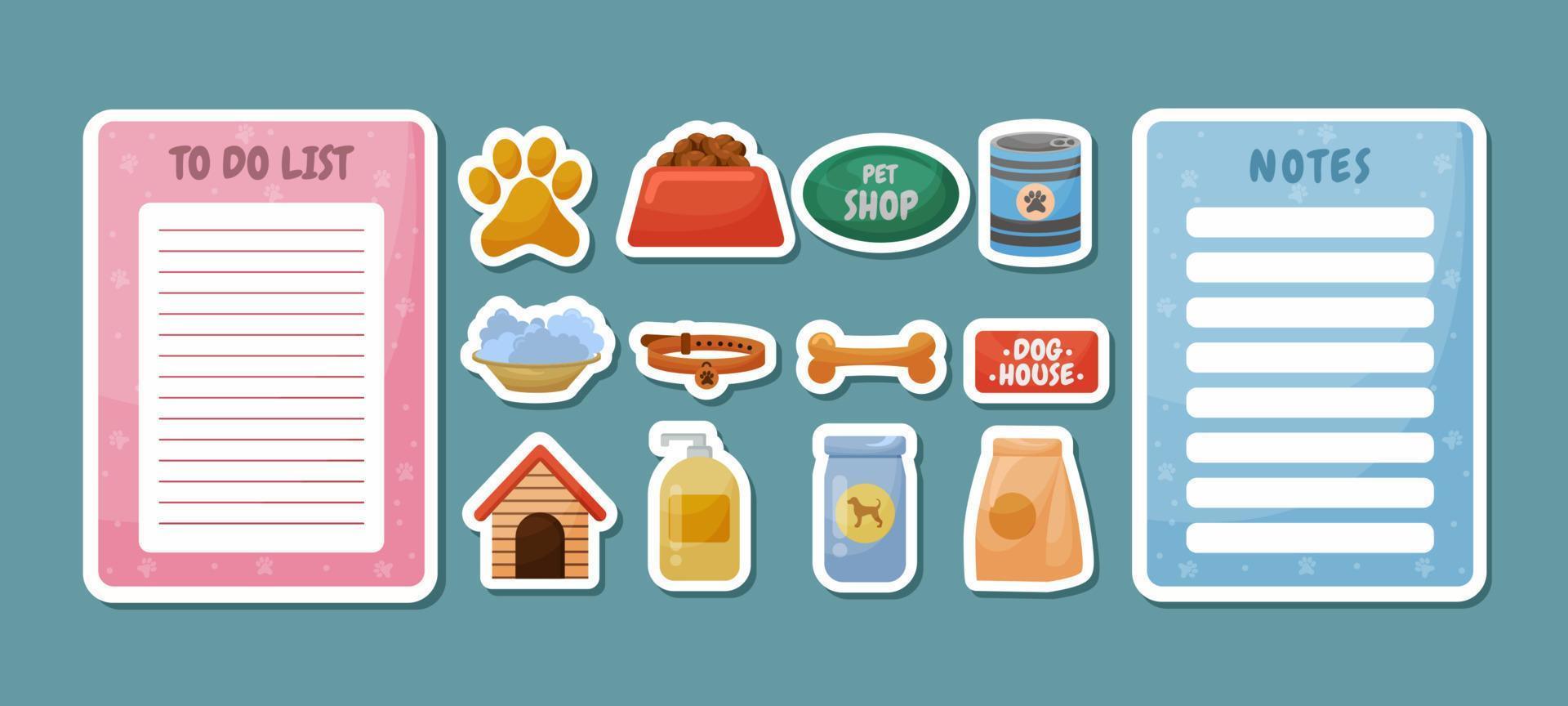Journal Template Pages With Pet Sticker Set vector