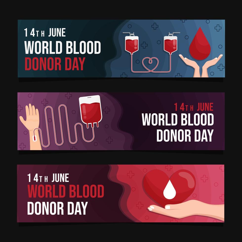 banner de celebración del día mundial del donante de sangre vector