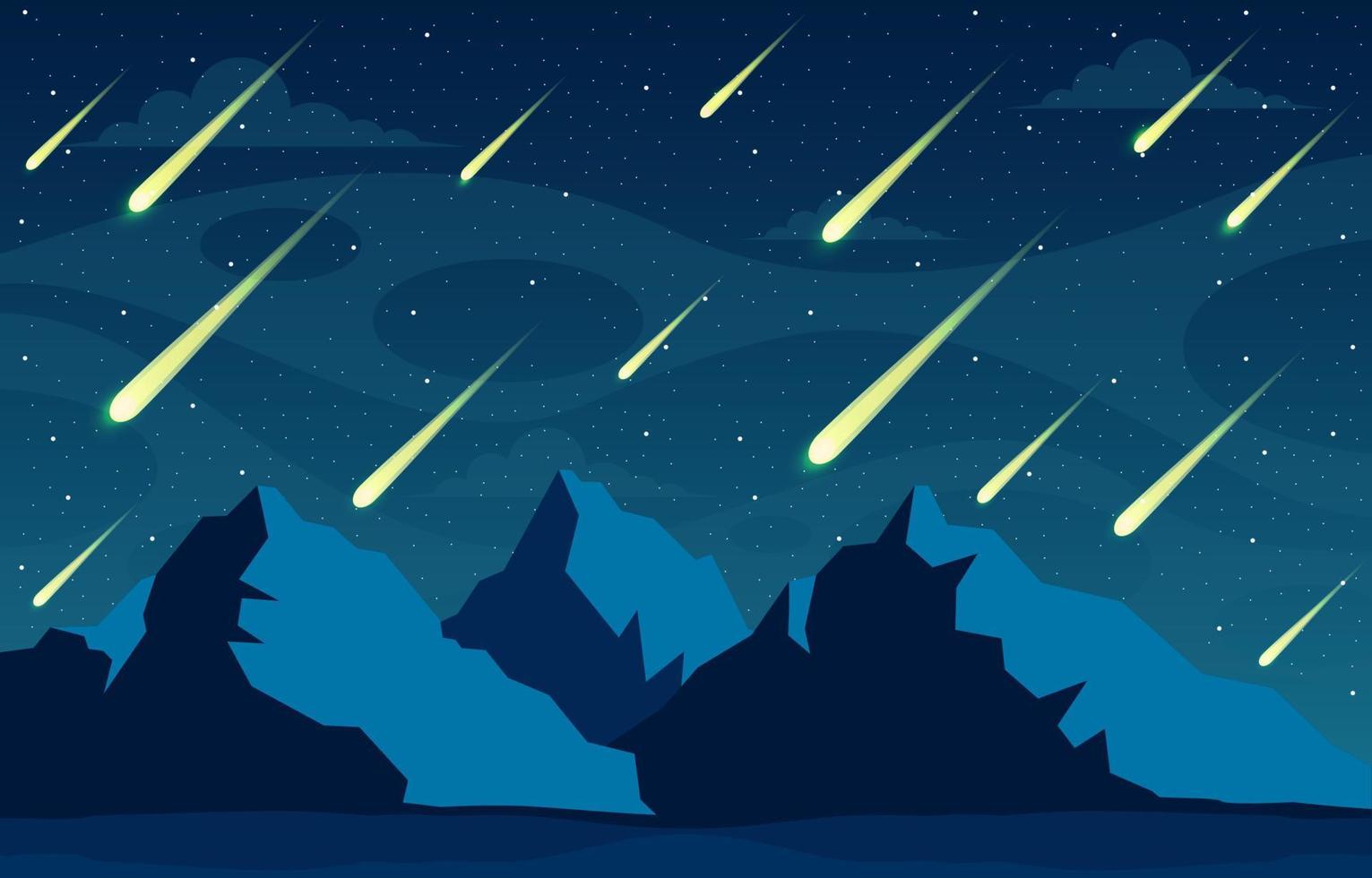 Meteor Shower on Sky Background vector