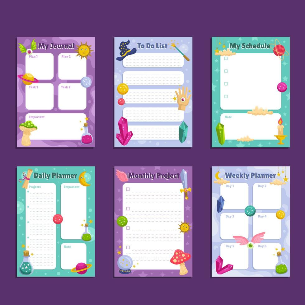 Colorful Magical Journal Template vector