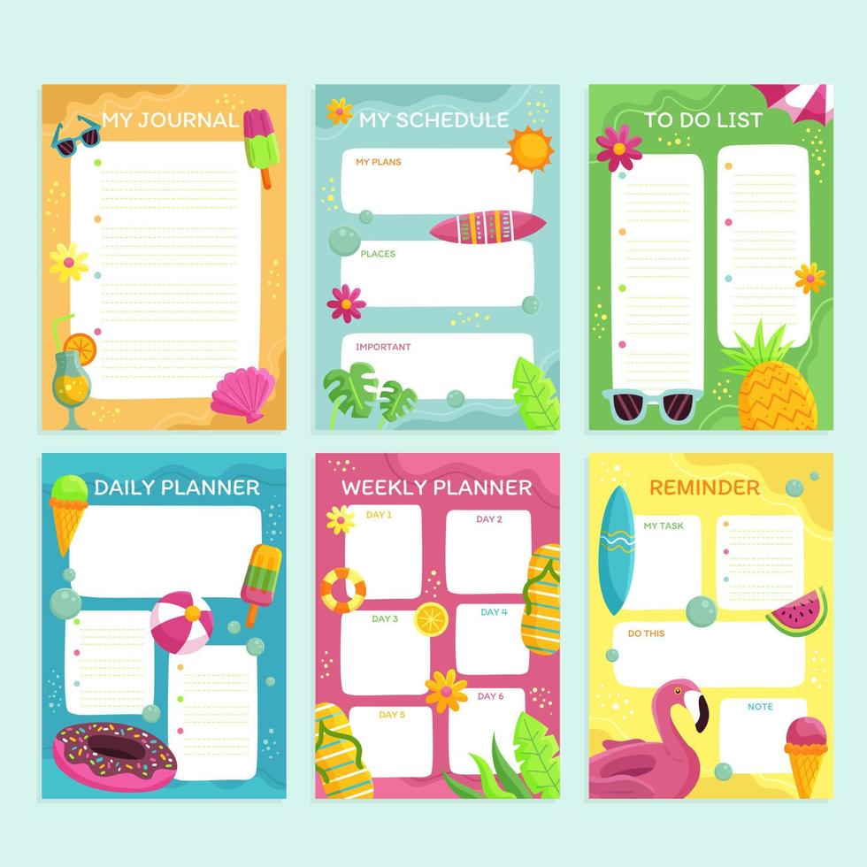 Summer Holiday Journal Template vector