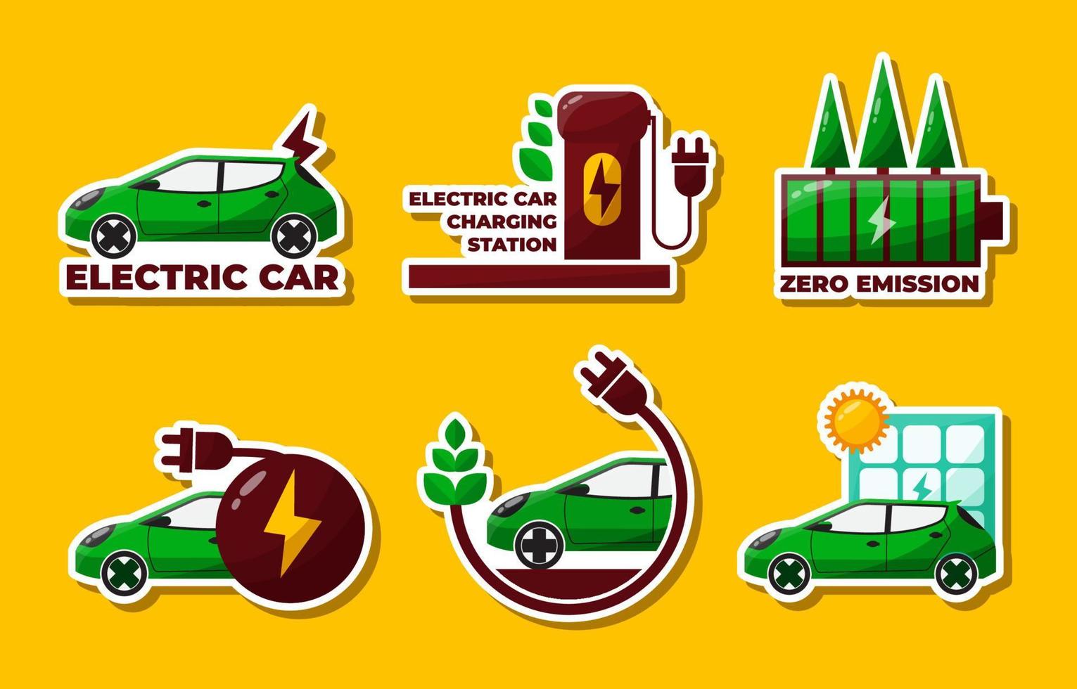 Modern Electric Car Sticker vector