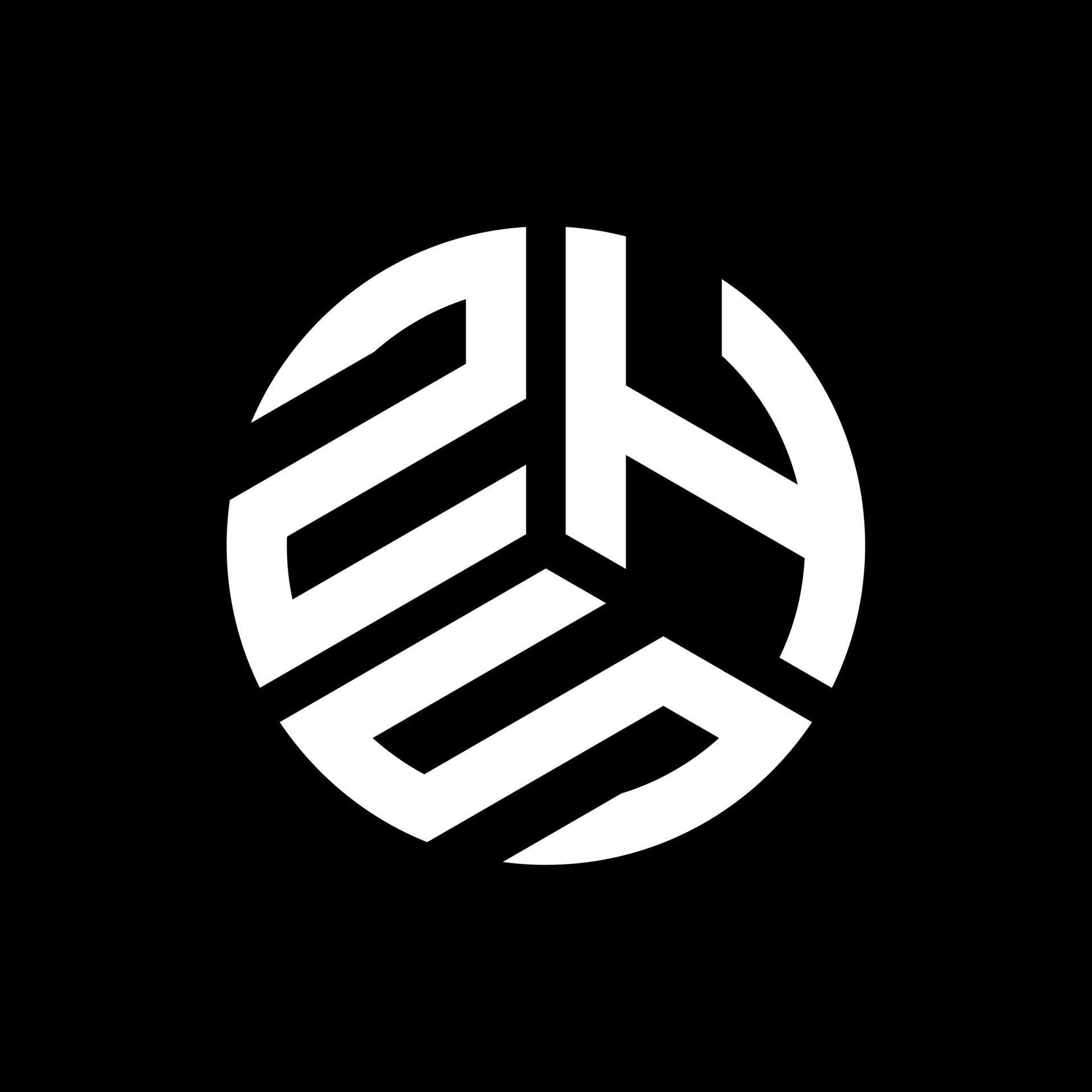 ZHS letter logo design on black background. ZHS creative initials