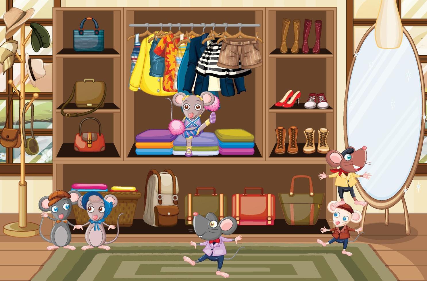 Happy rats dancing in the shop vector