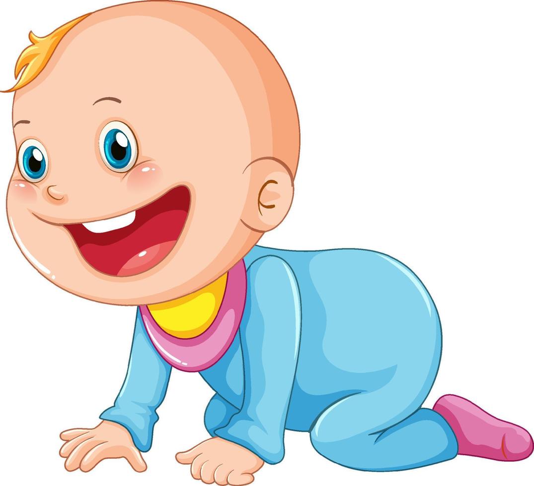 Cute baby crawling cartoon character vector