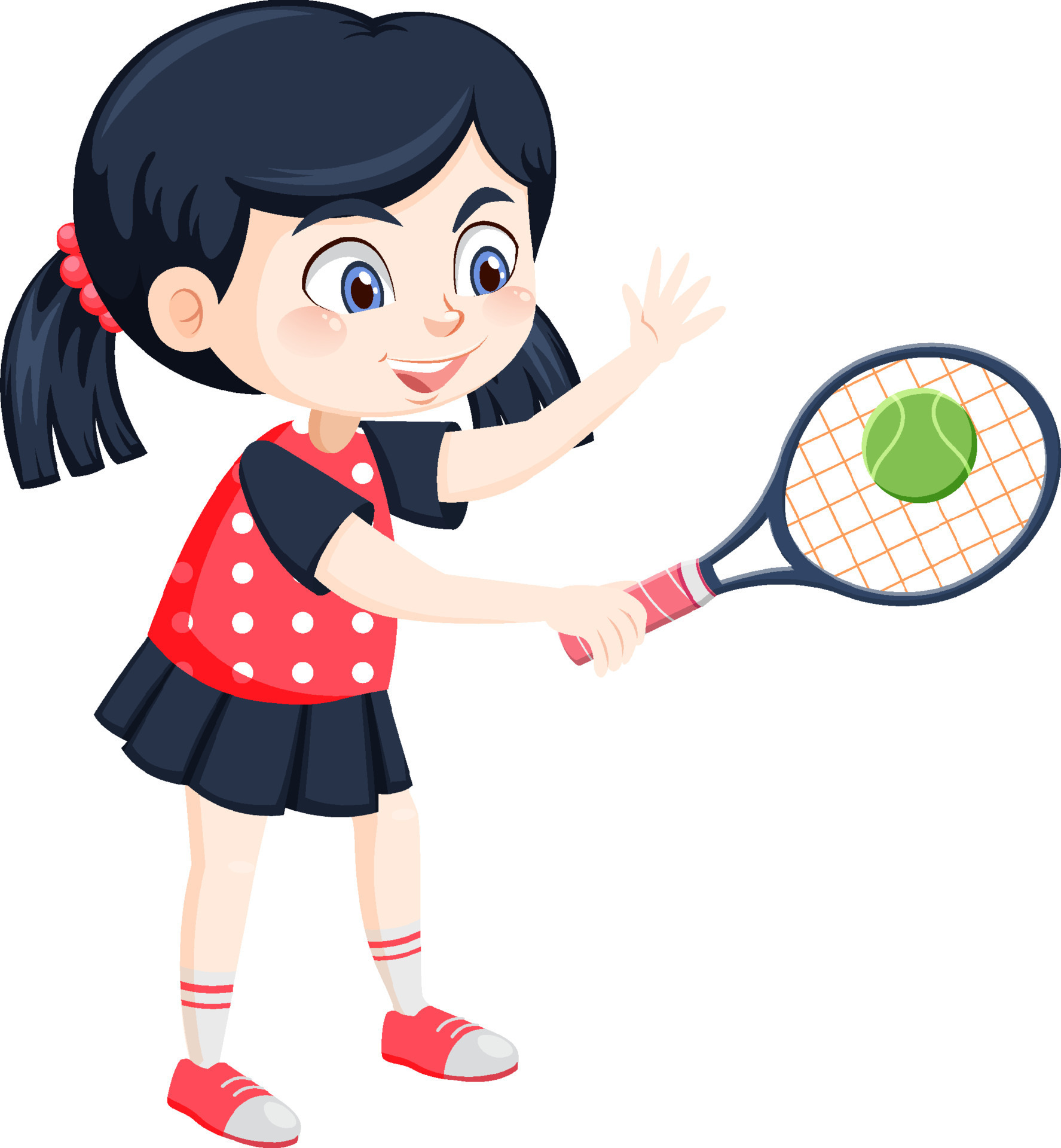Cute girl tennis player cartoon 7562251 Vector Art at Vecteezy