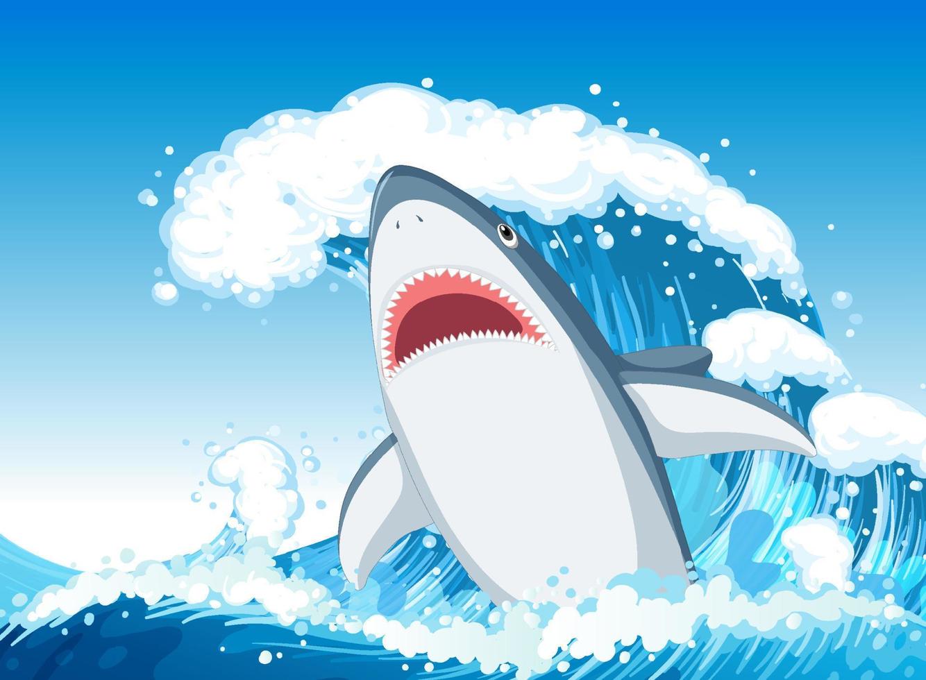 Shark attack concept with aggressive shark vector