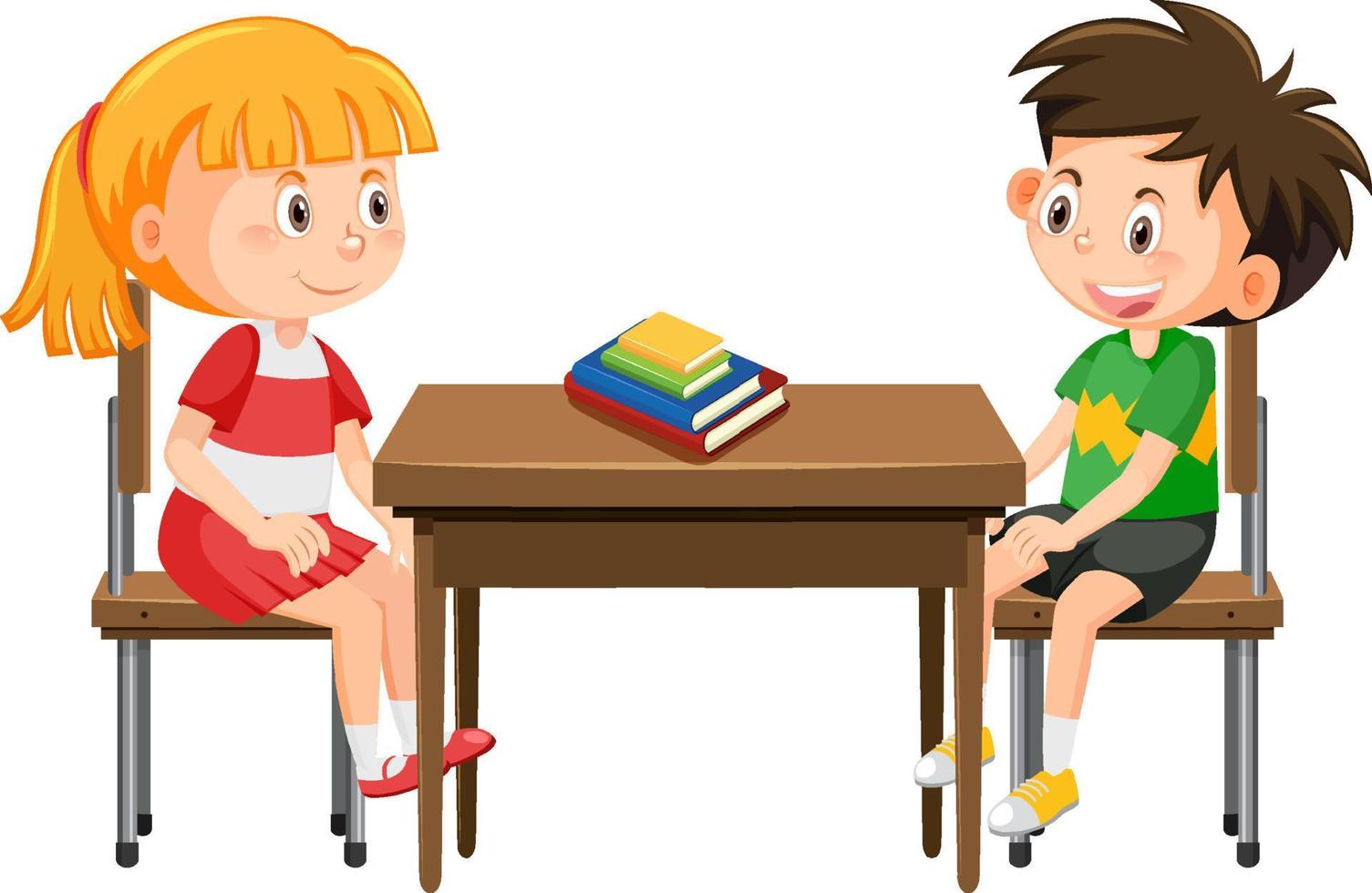 Students sitting on school desk vector