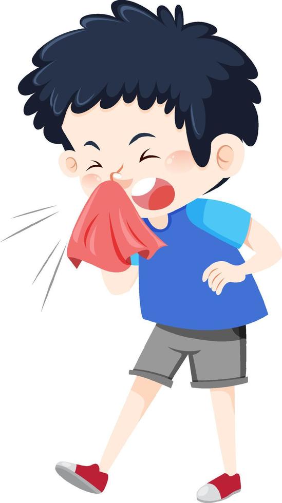 A sick boy cartoon character on white background vector